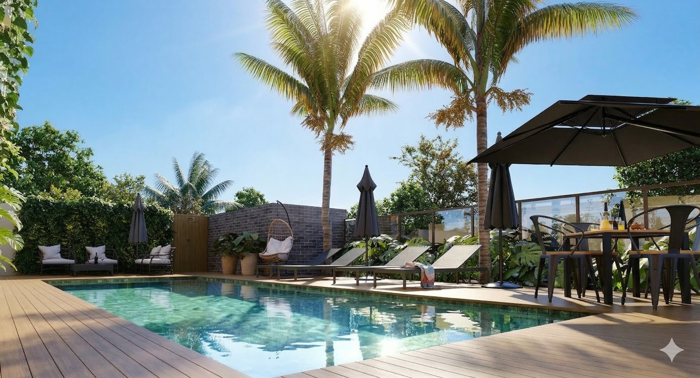 Deck da piscina do Vind Residence em Maringá